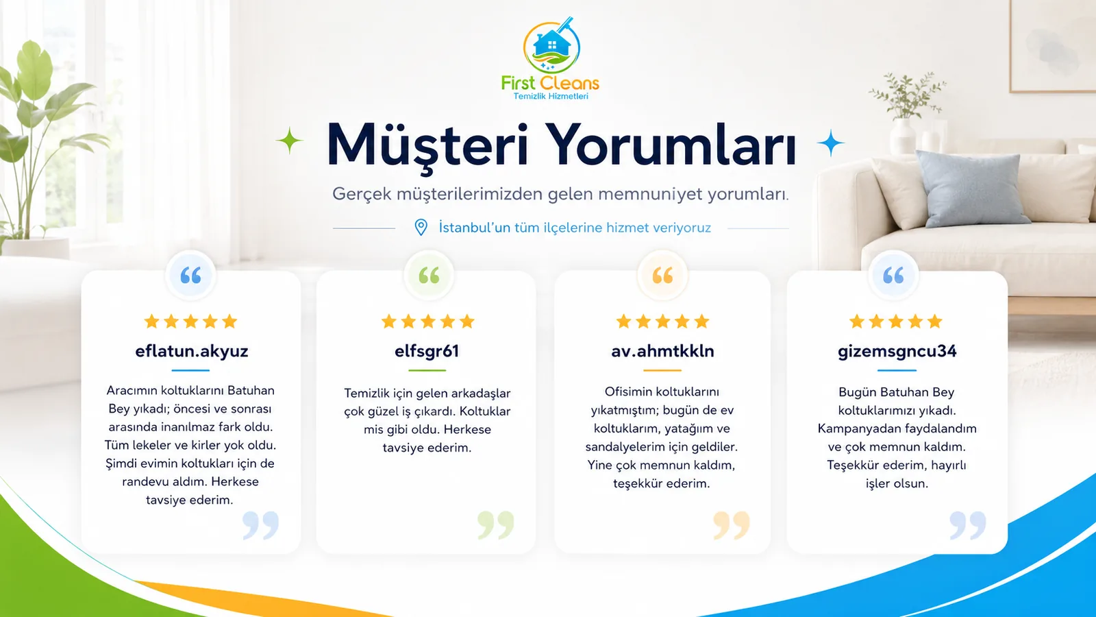 İstanbul Koltuk Yıkamacım müşteri yorumları